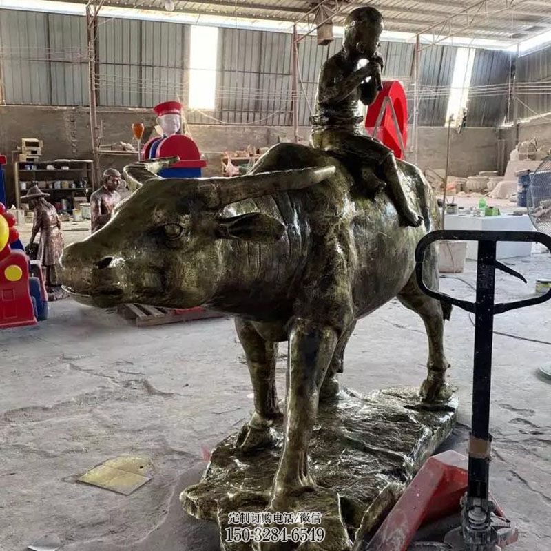牧童牛雕塑抽象 园林牛雕塑摆件订做 园林牧童雕塑摆件订做